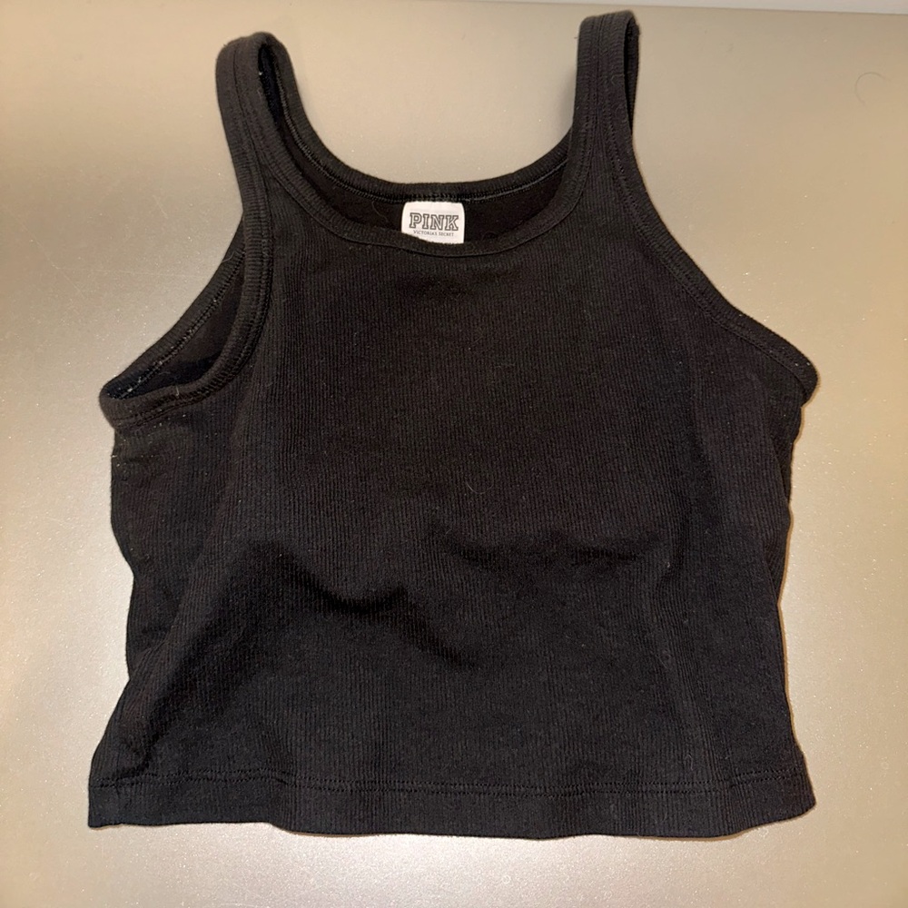 Black Ribbed Cropped Cami